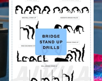 Bridge stand up Drills Printable, Gymnastics Training Sheet, Gymnastics Printable, Dance Drill printable, Gymnastics Skill Training Sheet