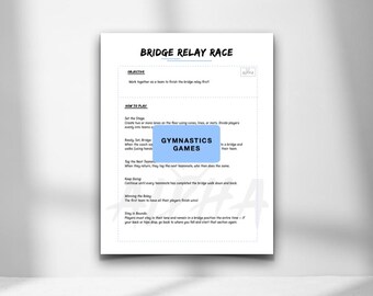 Bridge Relay Race Gymnastics Game Printable, gymnastics workout, printable gymnastics games, Gymnastics Activity for Kids