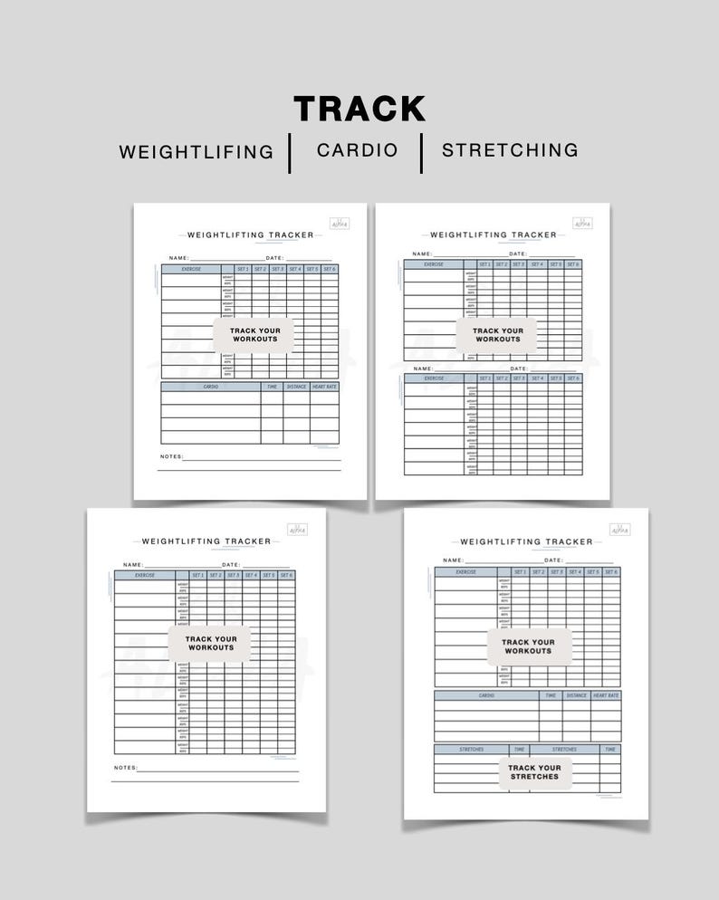 WORKOUT Tracker Printable, Weight Lifting Tracker, Daily Exercise Log ...