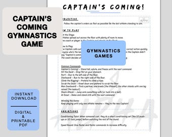 Captain's Coming! Gymnastics Game Printable, gymnastics workout, printable gymnastics games, Gymnastics Activity for Kids