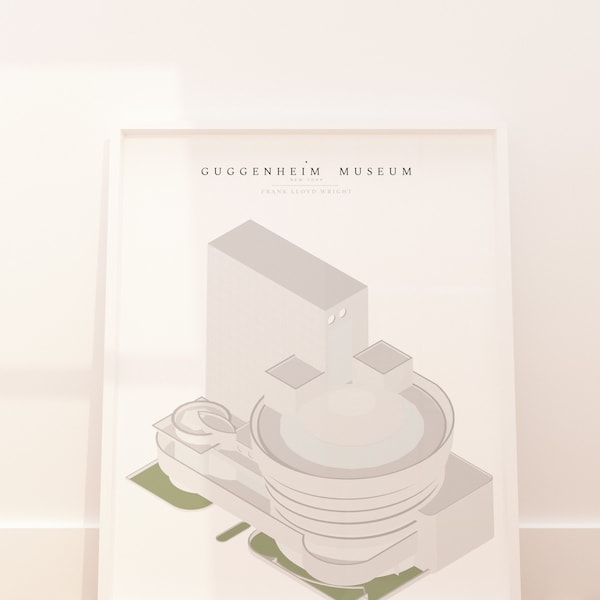 Frank Lloyd Wright . Guggenheim Museum . Minimal Architecture Illustration . Digital Download