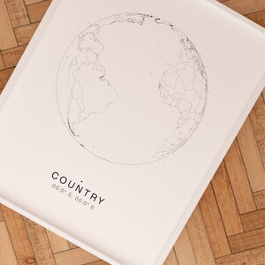 Custom Country Map . Minimalist Map . Digital Download
