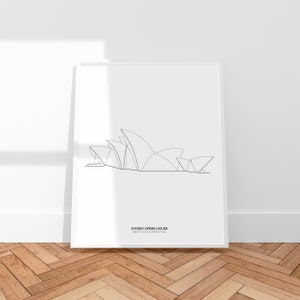 Jorn Utzon & Peter Hall . Sydney Opera House . Minimal Architecture Illustration . Digital Download