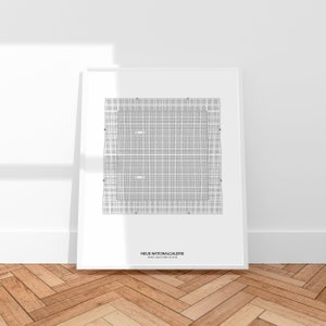 Ludwig Mies Van Der Rohe  .  Neue Nationalgalerie (White&Black) . Minimal Architecture Illustration . Digital Download