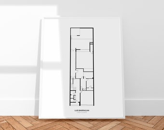 Luis Barragan . Casa Gilardi . Floor Plan . Minimal Architecture Illustration . Digital Download