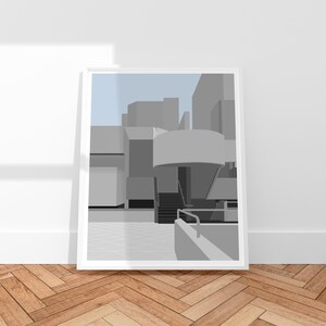 Denys Lasdun . Royal National Theatre Southbank . Minimal Architecture Illustration . Digital Download