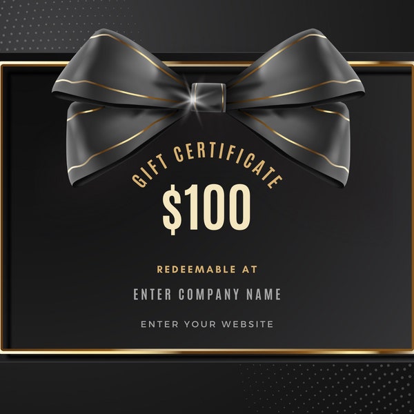 Black & Gold Luxury Gift Card | Voucher | Template | Editable