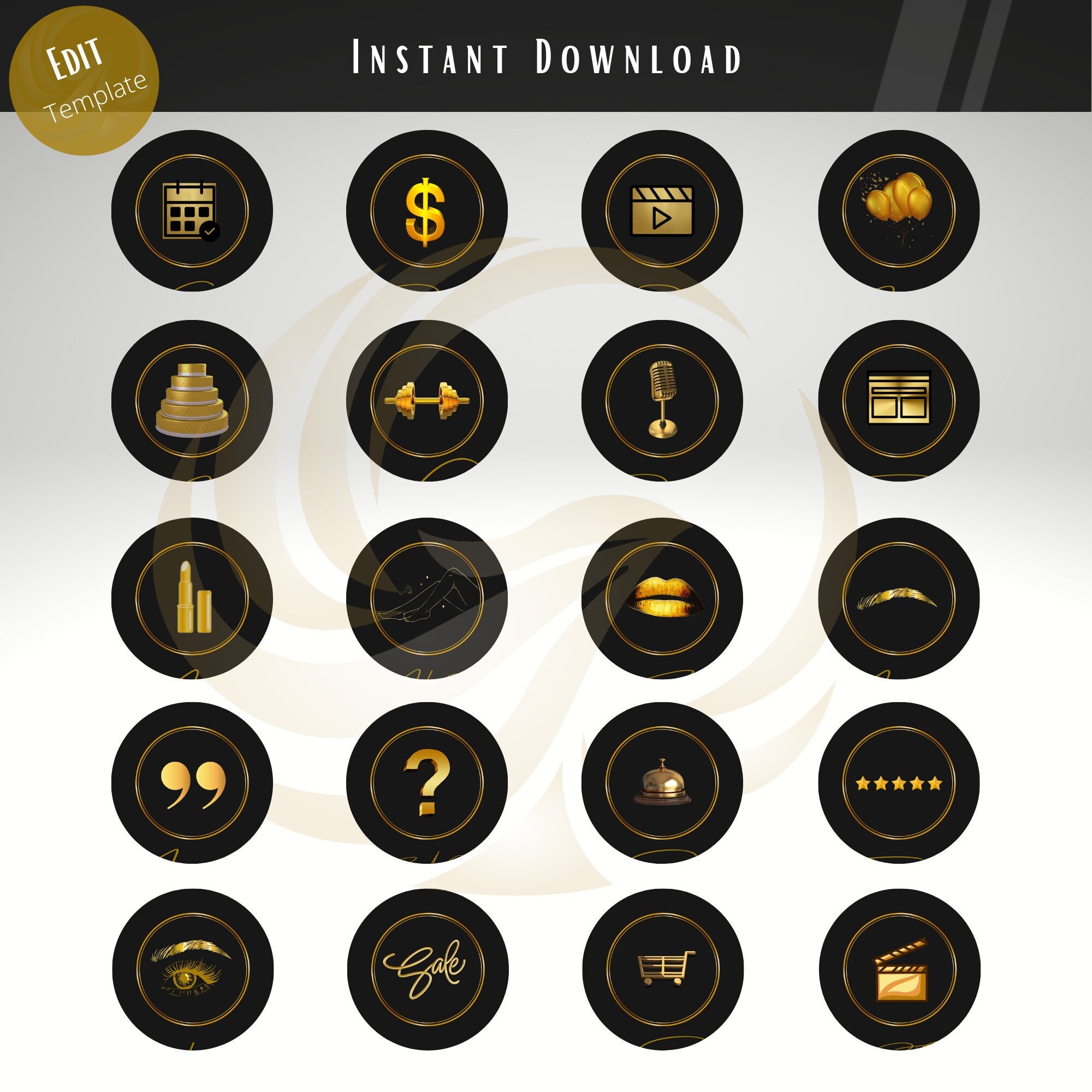 Custom Made Instagram Highlight Covers, Custom Font and Colours, Instagram Story Feminine Design, Gold, metallic, Holographic