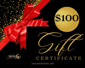 Red bow & gold glitter elegant gift card | Template | DIY voucher | Holiday Gift