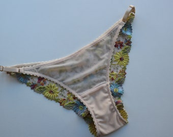 Exotic Flower Brazilian Bikinis with Adjustable Sides