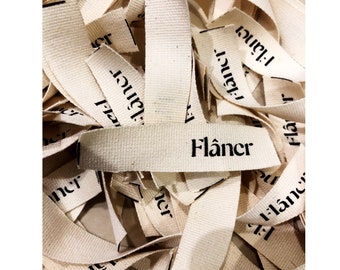 500 pcs custom cotton labels roll uncut, labels for handmade items, clothing logo tags, cotton clothing labels