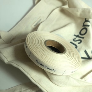 500 pcs custom cotton labels roll uncut, labels for handmade items, clothing logo tags, cotton clothing labels