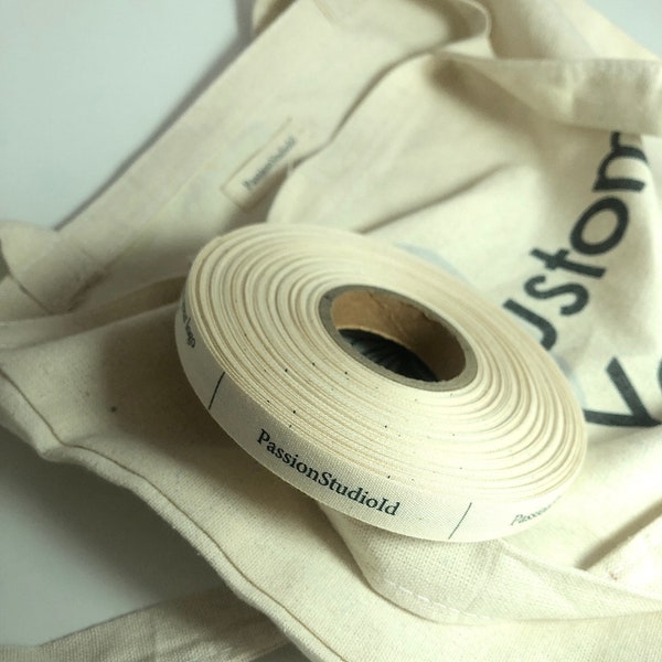 500 étiquettes en coton personnalisées non coupées en rouleau, étiquettes pour articles faits main, étiquettes de logo de vêtements, étiquettes de vêtements en coton