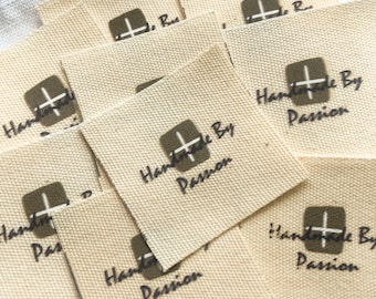 Square custom cotton labels , labels for handmade items, clothing logo tags, cotton clothing labels