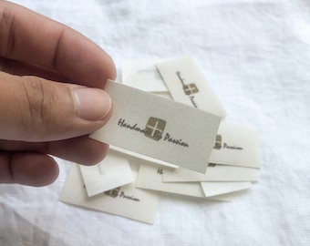 Precut iron on custom cotton labels , labels for handmade items, clothing logo tags, cotton clothing labels