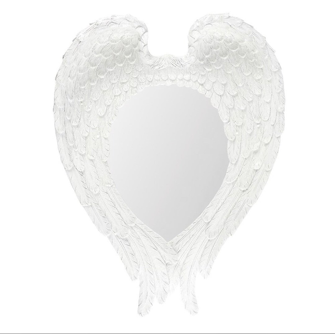White Angel Wing Mirror Art Wall Decor Ornate Etsy