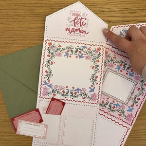 Carte Fête des mères | Carte originale pliée en forme d'enveloppe | "Bonne fête maman" | Mother's Day | Greeting Card
