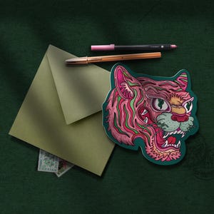 Carte anniversaire | Tête de tigre | Découpe originale | Birthday Greeting Card
