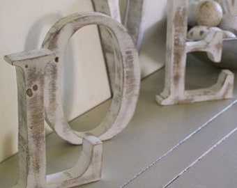 LARGE SHABBY CHIC VINTAGE WHITEWASH WOODEN ANY WORD LETTERS SIGN FREESTANDING LARGE SHABBY CHIC VINTAGE WHITEWASH WOODEN ANY WORD LETTERS SIGN FREESTANDING