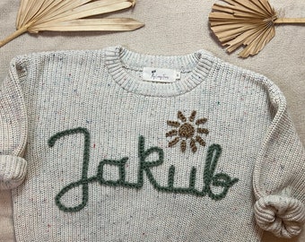 Personalized Custom Embroidered Oversized Baby/Kids Name Sweater | Baby shower Gift | Toddler Birthday | Baby Announcement