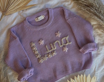 Personalized Custom Embroidered Oversized Baby/Kids Name Sweater | Baby shower Gift | Toddler Birthday | Baby Announcement