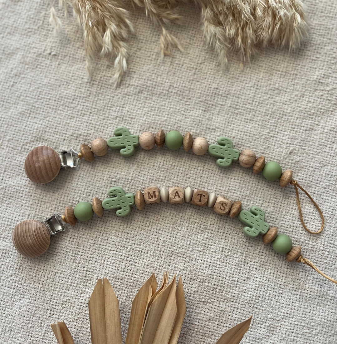 Cactus Pacifier Clip | Personalized Pacifier Clip | Green | Soother ...