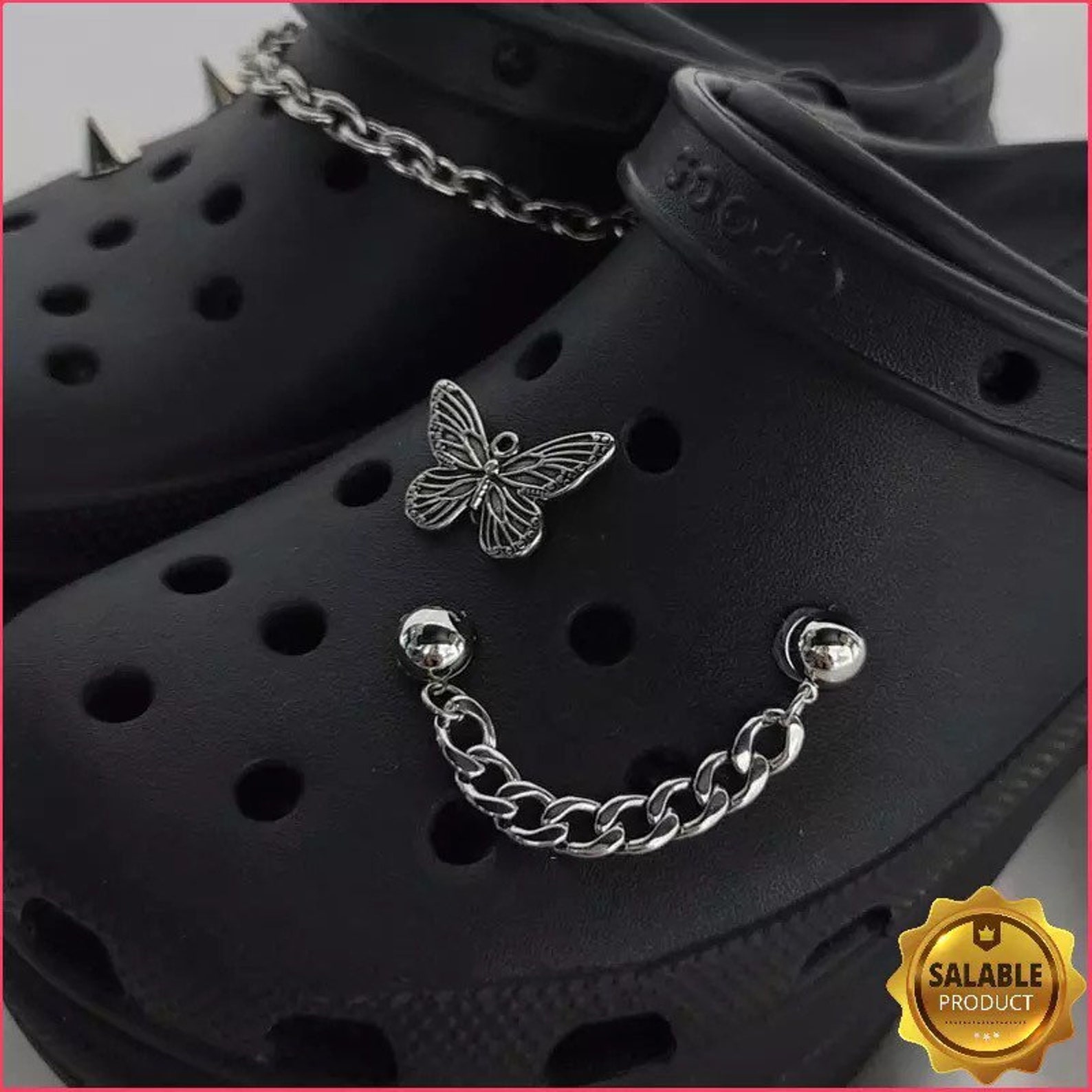 Croc Charm Set Jibbitz Bling Cute Anime Designer Silver Chain Etsy