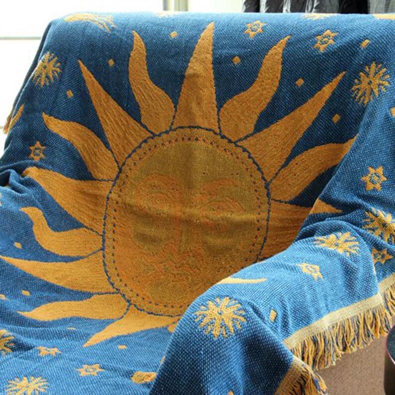 Sun and Moon Blanket Throw Celestial Whimsigoth Hippie Room Etsy Canada