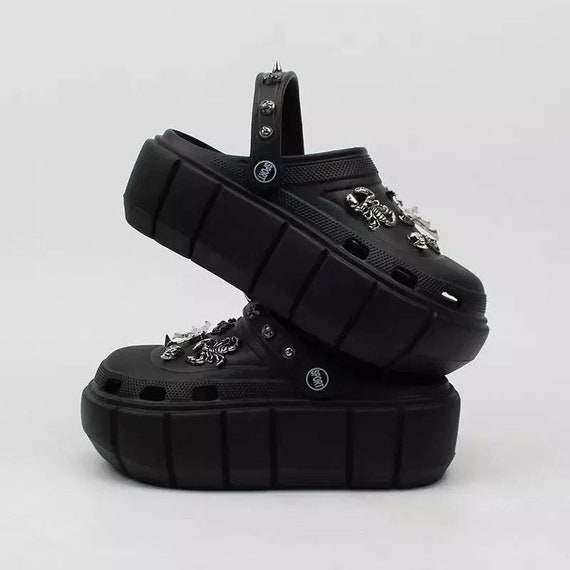 Goth Crocs Platform Shoes Scorpion Skeleton and Silver Chains - Etsy