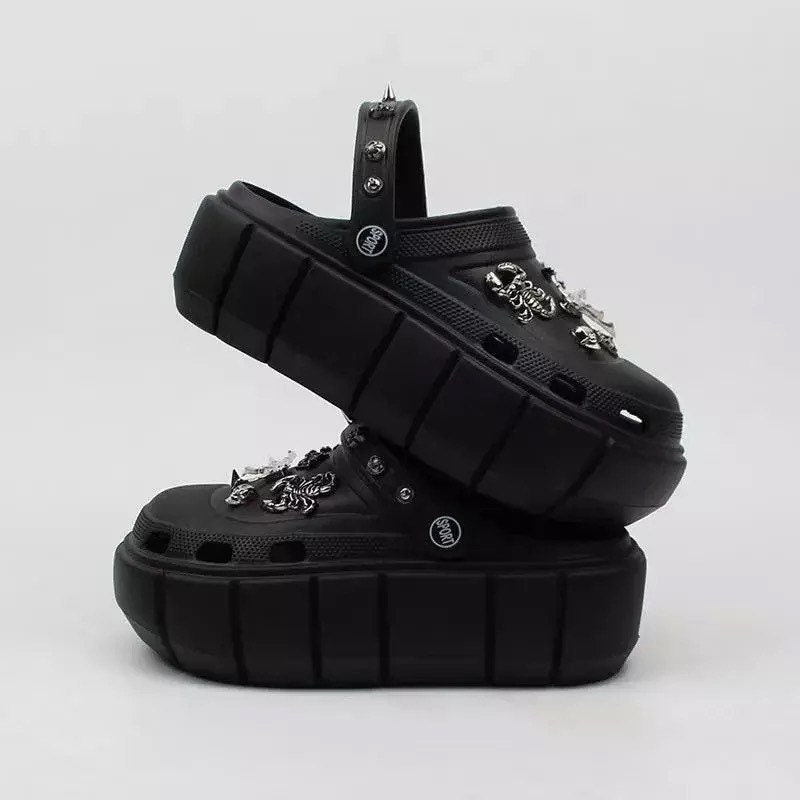 Goth Crocs Platform Shoes Scorpion and Chains - Etsy