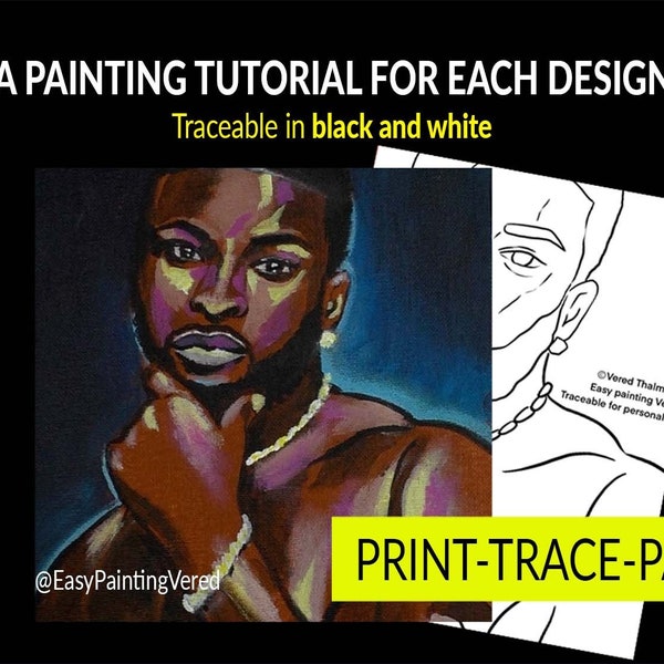 Black King Pre Drawn Canvas Etsy Canada