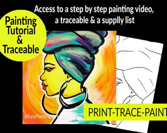 BELLA African Girl| Painting Tutorial for adults  | Art Video Lesson | How to Paint with Acrylics |Paint Party DIY | African Art