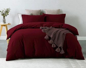 3pcs Set Duvet Cover 100% cotton Maroon Pure Duvet Cover With 2 Pillowcases Indian Comforter Boho Bedding Queen Size Duvet King Duvet Cover