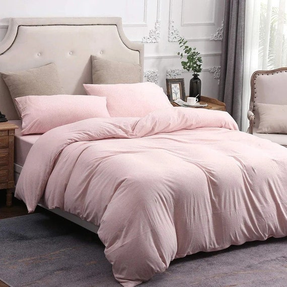 Light Pink Cotton Duvet Cover With Pillowcases Boho UO Bedding Etsy