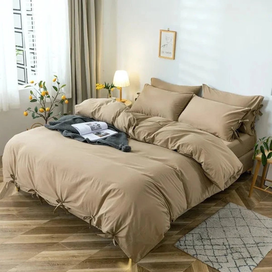 Cotton Duvet Cover Loops Custom Size Washed Cotton Duvet Cover Bedding