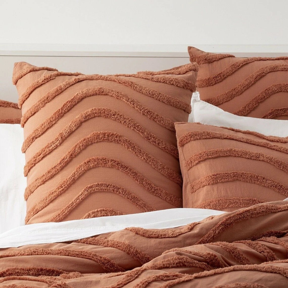 Terracotta Tufted Duvet Cover Set Duvet Us Bedding Set Queen Etsy
