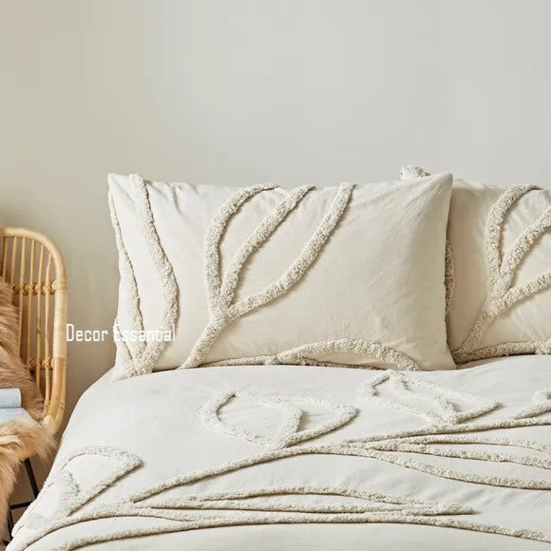 New Tufting 3 Piece Cotton Duvet Cover Set Boho Bedding Queen Etsy