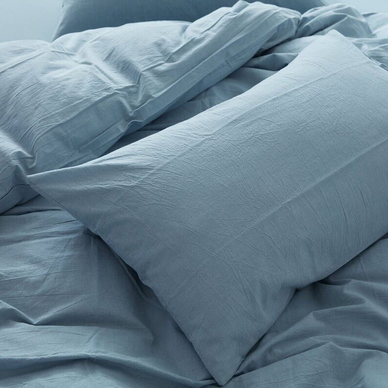 Sky Blue Duvet Cover Set Cotton Solid Bedding Bed Set Etsy