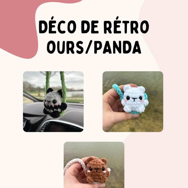 Patron crochet : Panda/ours sur sa balançoire pour rétroviseur