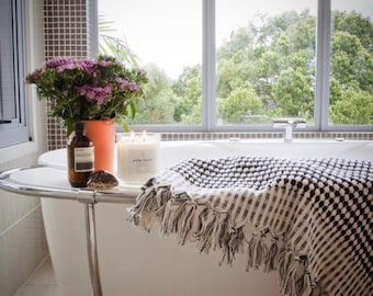 Textured Cotton Turkish Towel, 90x170cm Boho Beach Bath Spa Towel