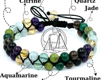 Libra Birth Stone Bracelet, Libra Crystals, Zodiac Gemstone Bracelet, Astrology Horoscope Jewelry, Healing Crystal Bracelet,Natural Stones