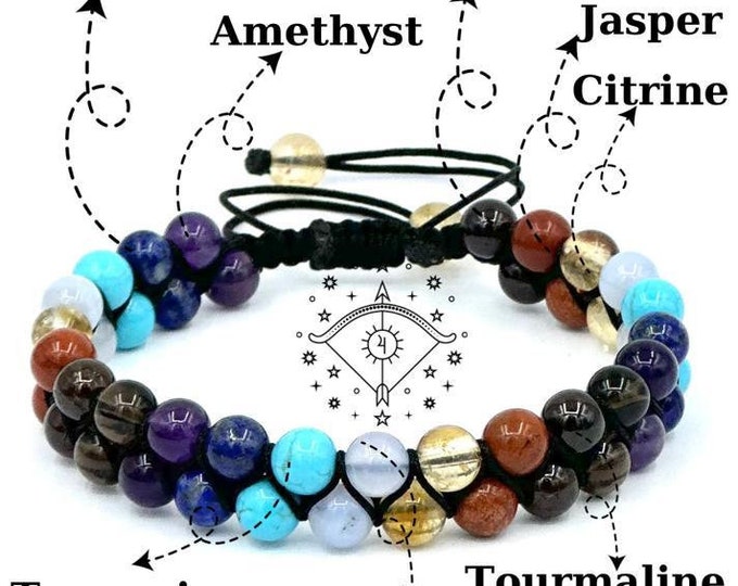 Sagittarius Birth Stone Bracelet,Sagittarius Crystals,Zodiac Gemstone Bracelet,Astrology Jewelry,Healing Crystal Bracelet,Natural Stones