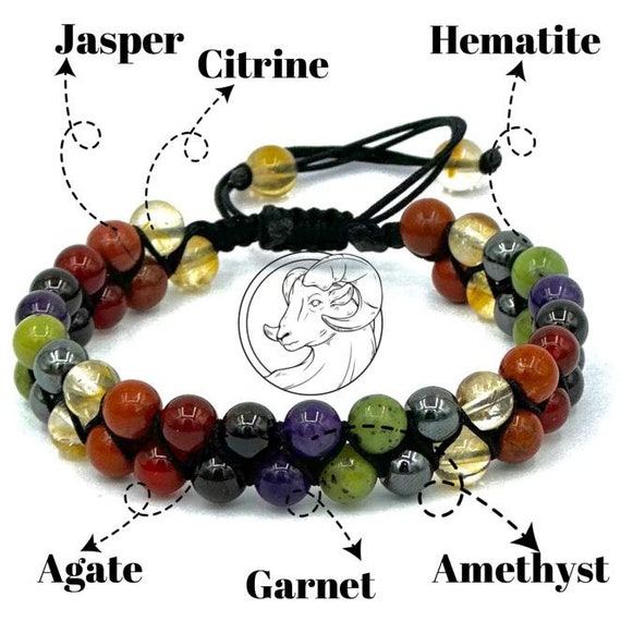 Aries Birthstone Bracelet, Zodiac Crystal Gemstone, Healing Stones