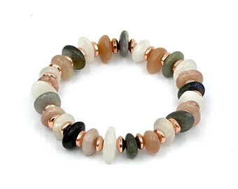 Handmade Moonstone Labradorite Sunstone Bracelet, Balancing Energy