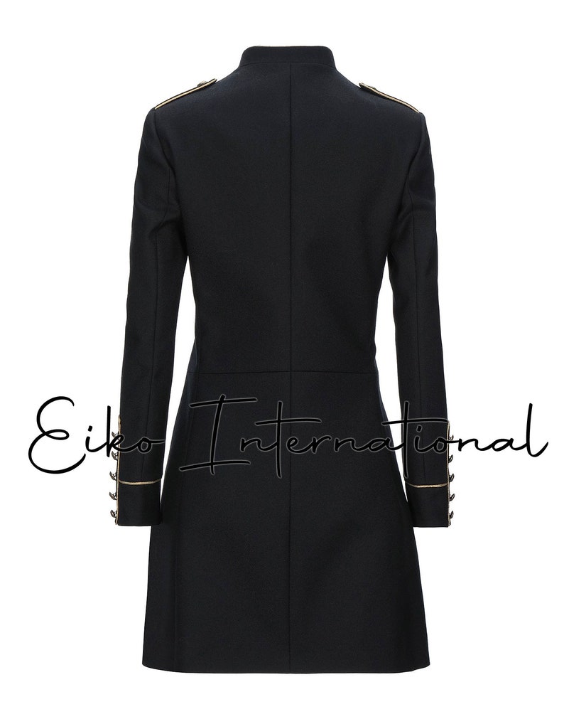 Women Black Military Style Coat Women Wool Military Jacket Etsy