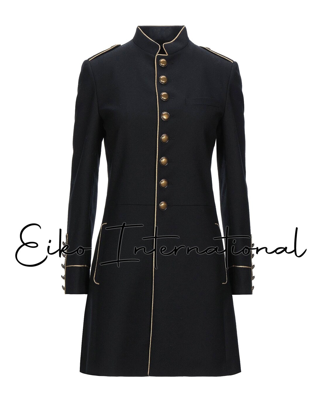 Women Black Military Style Coat Women Wool Military Jacket Etsy
