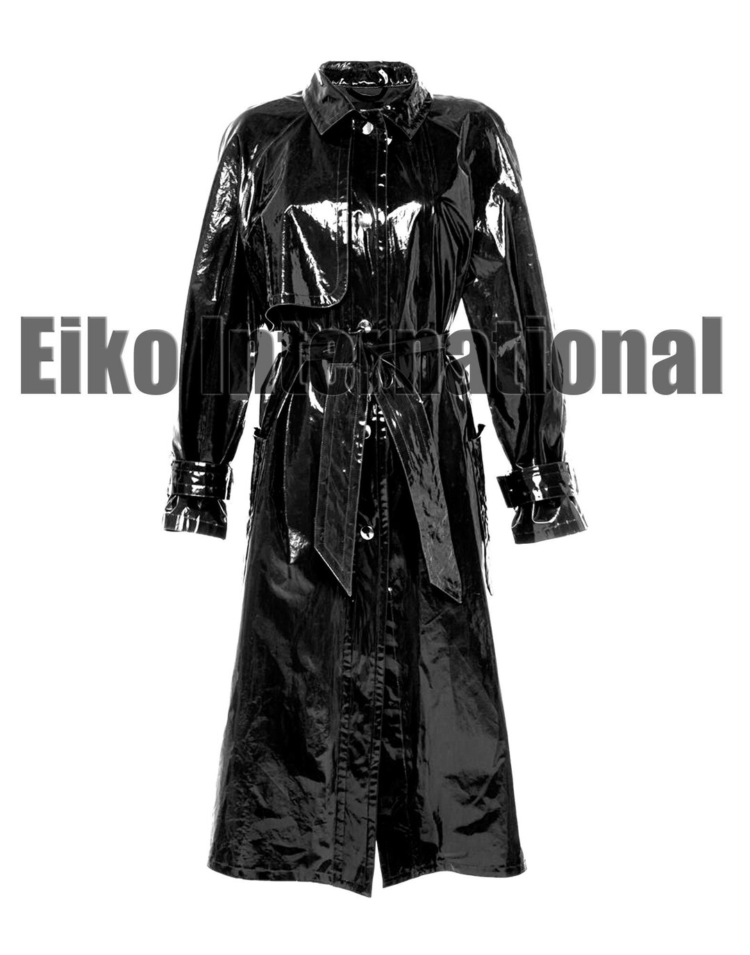 Black Vinyl Double Breasted Trench Coat Women Handmade Womens Etsy