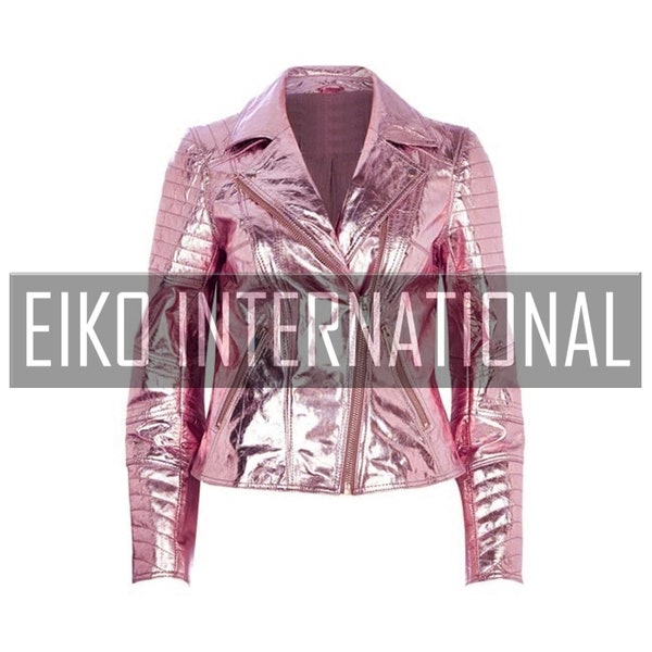 Pink Leather Jacket Etsy
