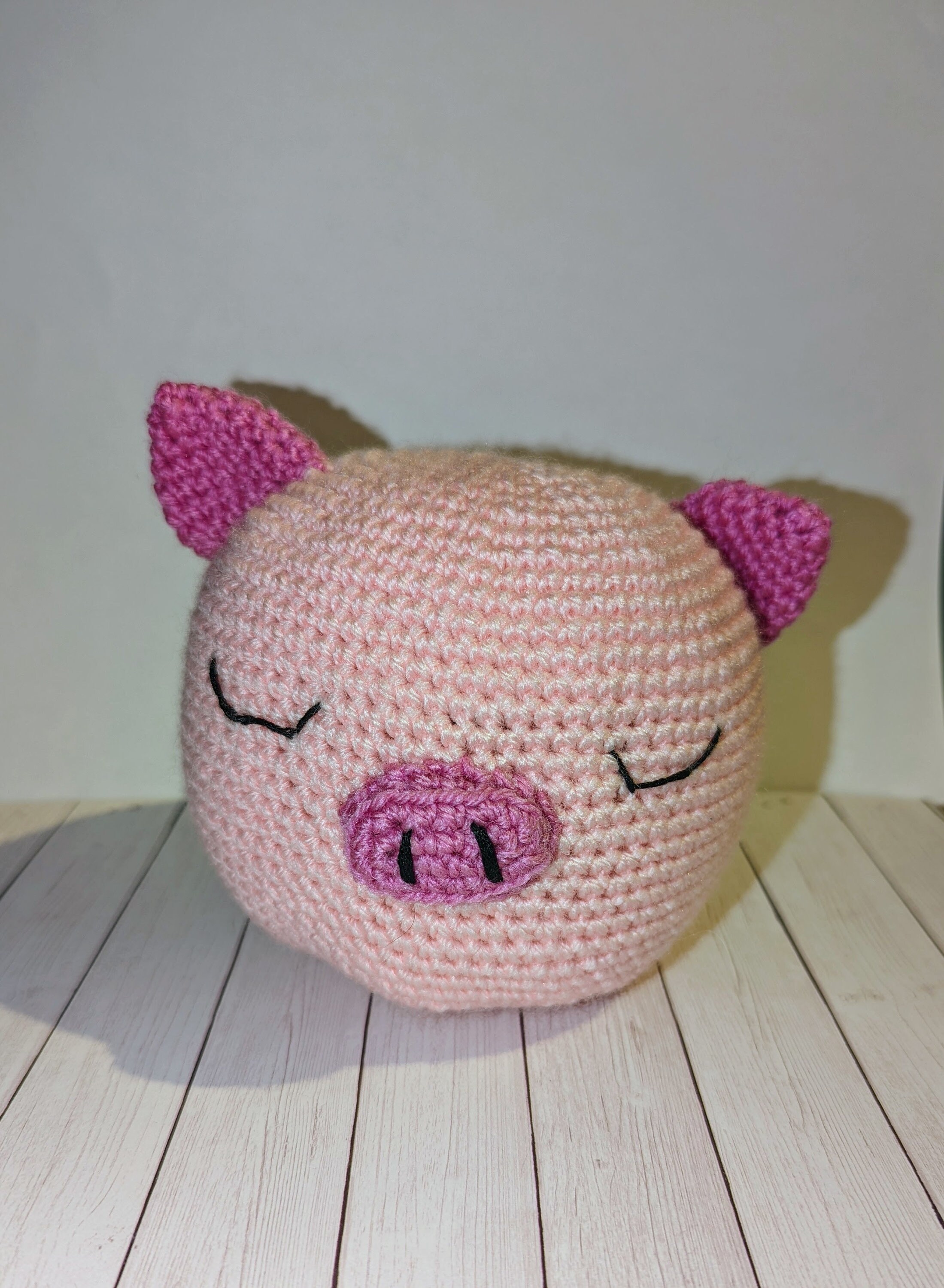 Crochet Stuffed Animal Pig Handmade Cute Gift for Kids Boy or Girl Amigurumi Toy Birthday Gift Ready to Ship Small Free Shipping