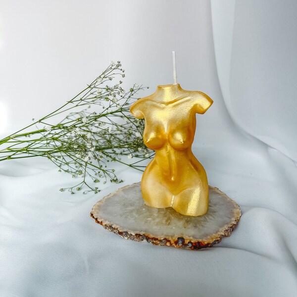 Golden Goddess Female Body Candle | Virgin Coconut Soy
